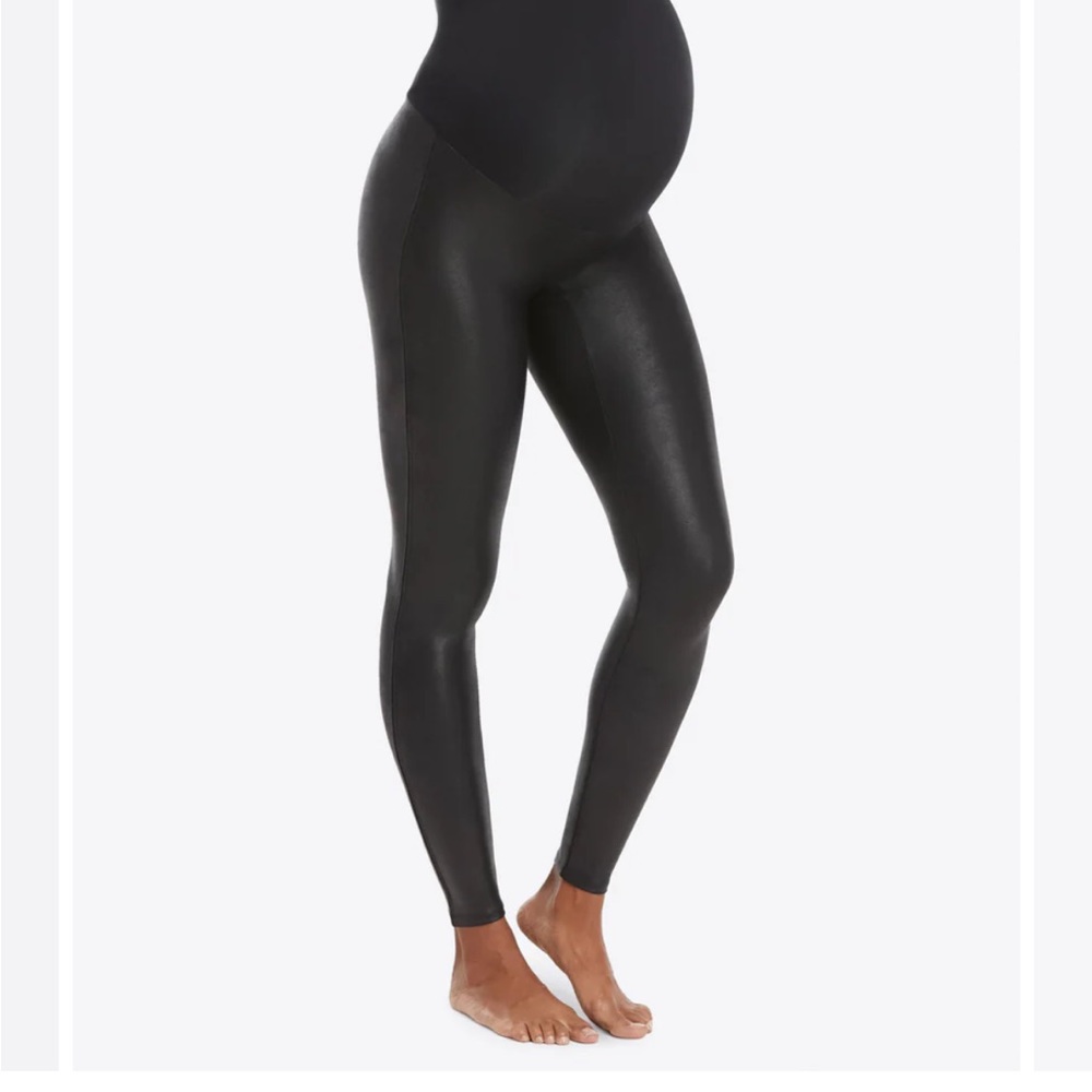 Spanx faux leather maternity leggings